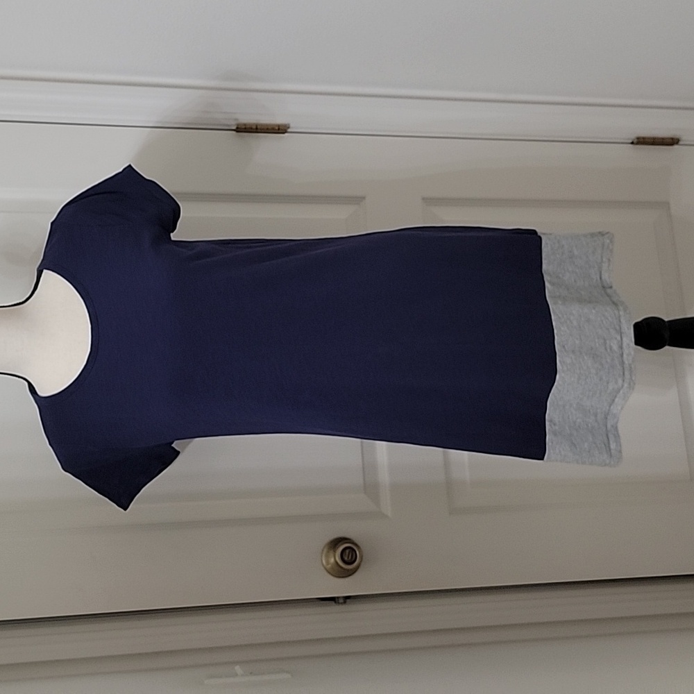 Boden Size 6 Colorblock Slub Cotten T-Shirt Dress, Navy Blue & Heathered Gray